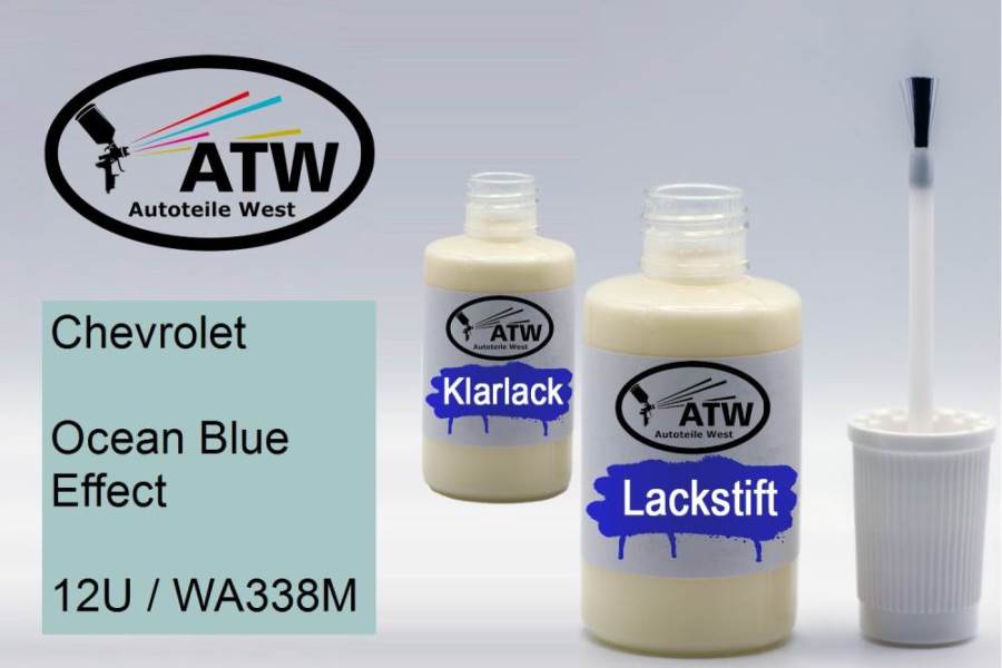 Chevrolet, Ocean Blue Effect, 12U / WA338M: 20ml Lackstift + 20ml Klarlack - Set, von ATW Autoteile West.